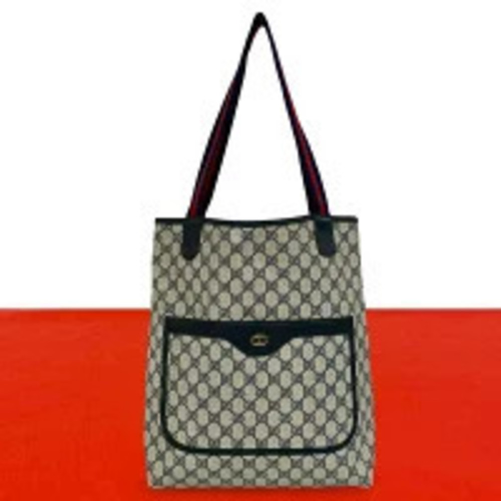 Gucci Sherry GG Leather Tote Bag Hobo Navy Blue